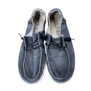 Hey Dude Shoes Womens US 9 Wendy Chambray Off Black Slip On Comfort